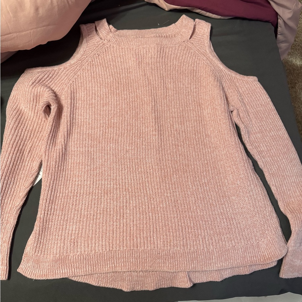 Hollister Pink Off-the-Shoulder Sweater Ribbed Knit